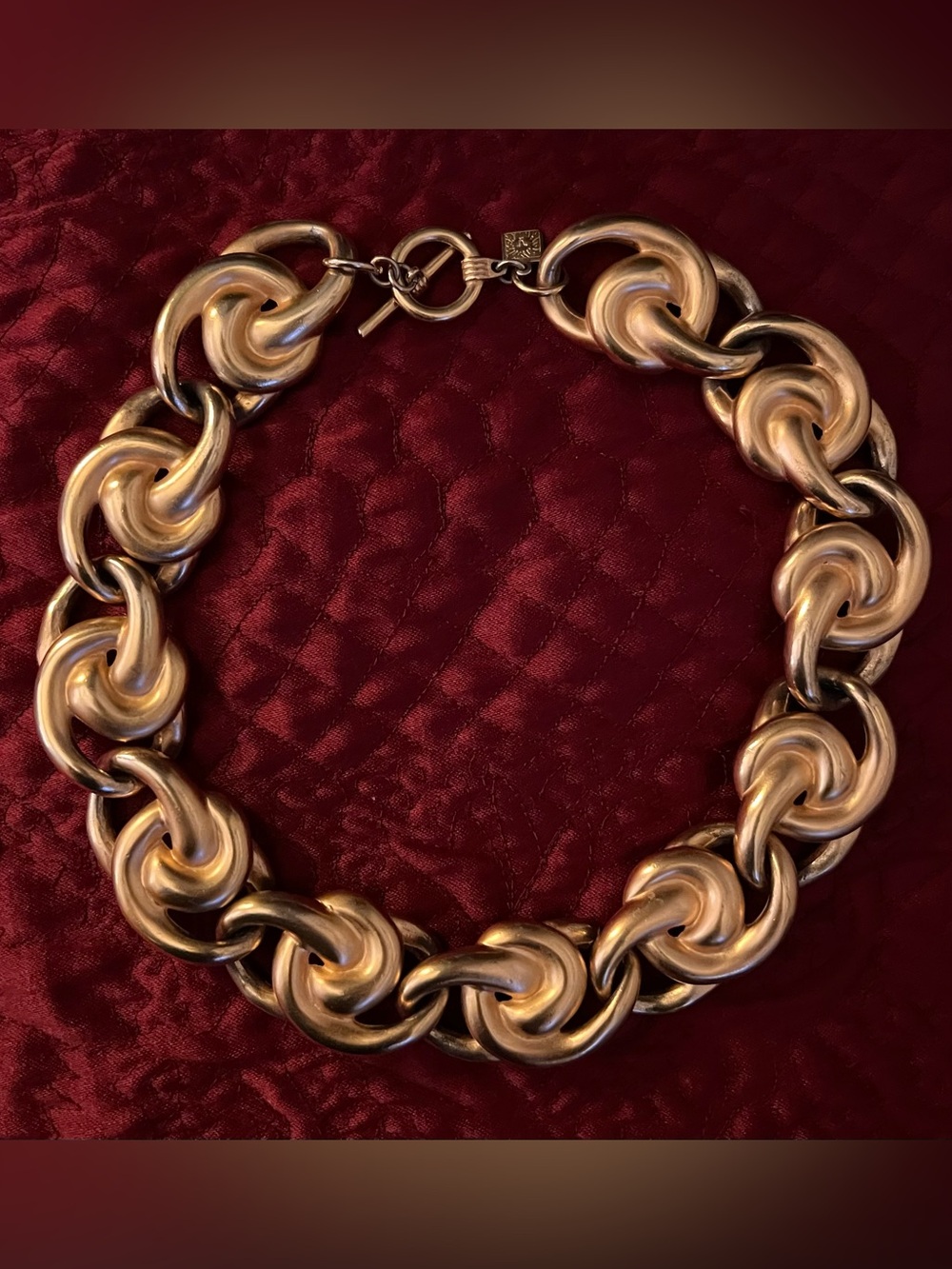 Vintage (‘80s-‘90s) Anne Klein Chunky Gold Tone Swirl Knot Statement Necklace